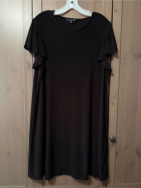 Nik and Nash Black Ruffle-Sleeve Midi Dress